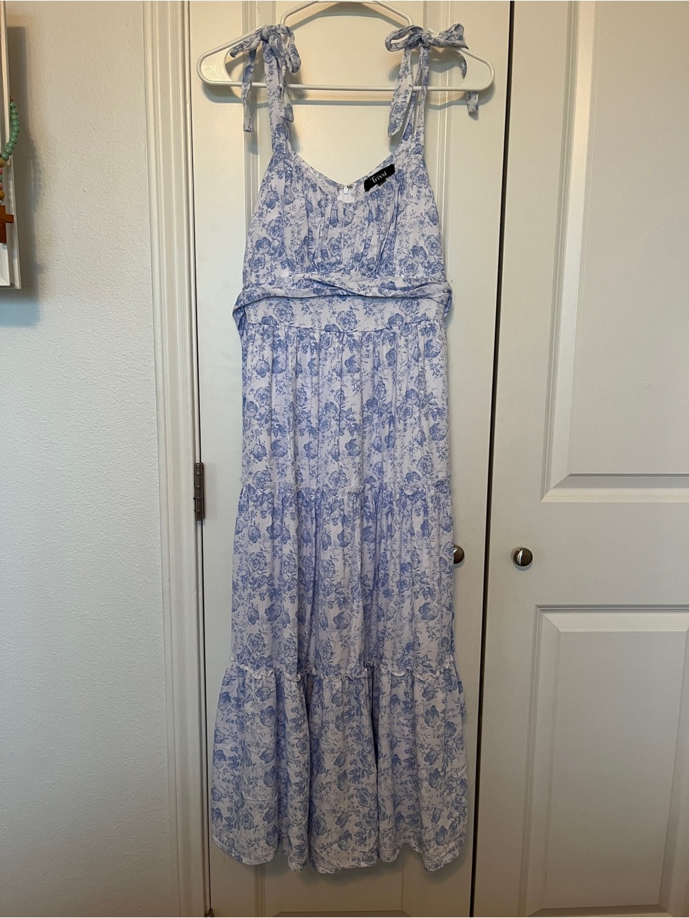 Trixxi Blue Floral Tie-Strap Maxi Dress